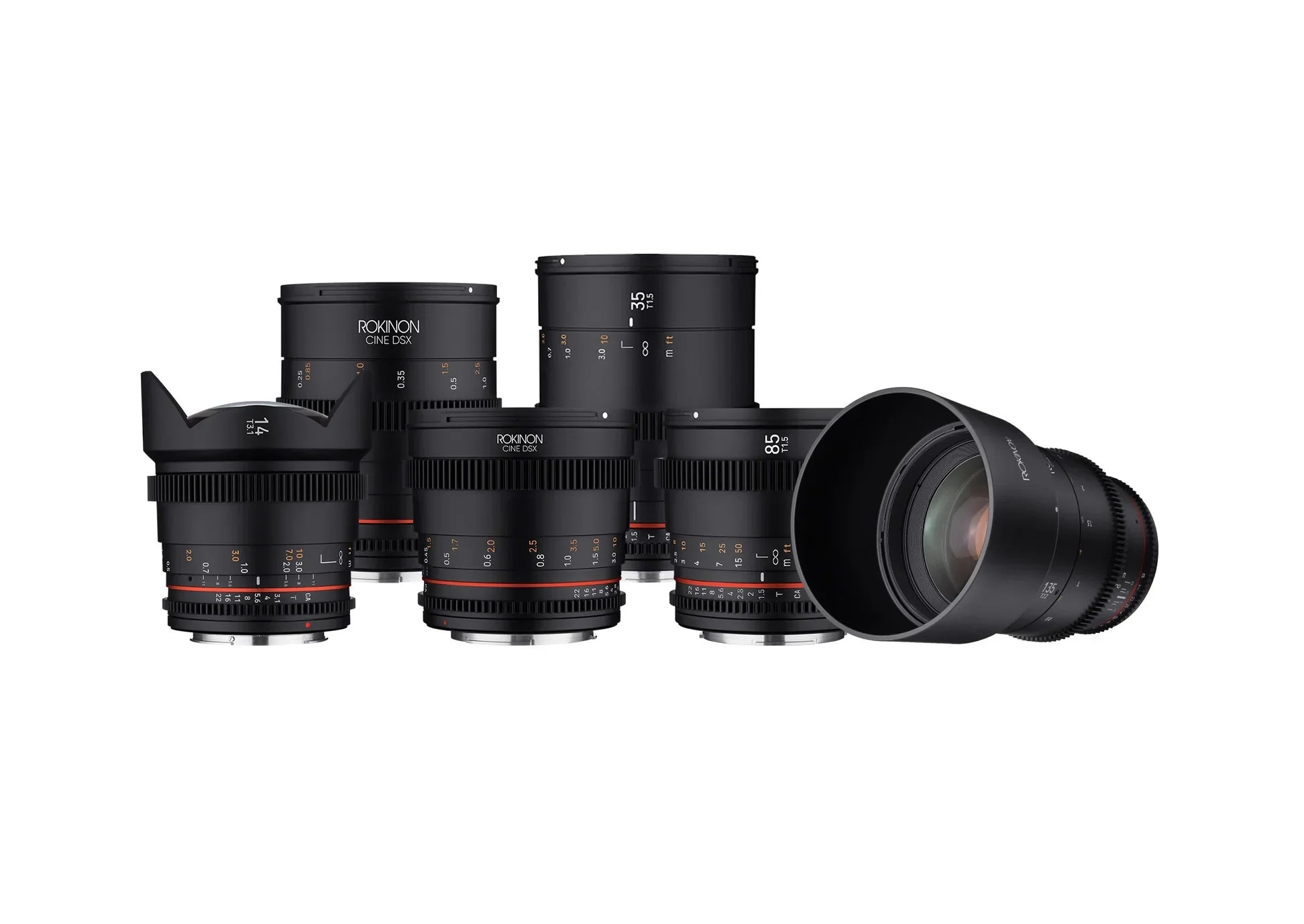 Rokinon 6 Lens Kit - 14, 24, 35, 50, 85, 135mm Cine DSX Lens Kit - Canon RF Lens Mount (5 kit - no 135mm) Camera tek