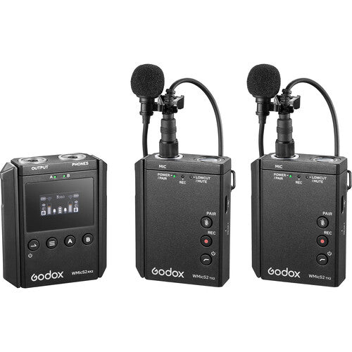 Godox WMicS2 UHF Compact 2-Person Wireless Microphone System for Cameras & Smartphones with 3.5mm Camera tek