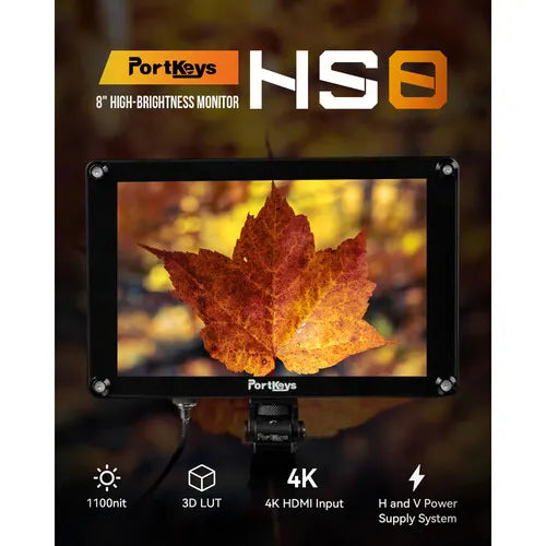PORTKEYS HS8 8″ 3G-SDI 4K HDMI/3G-SDI High-Bright Monitor with 3D LUT Support