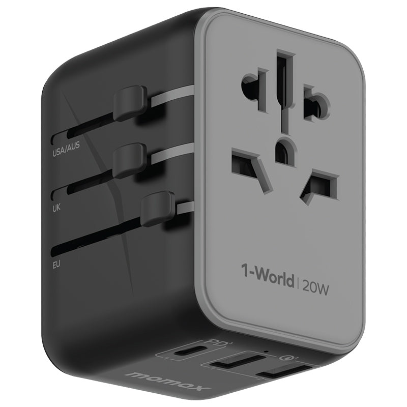 MOMAX UA11 1-WORLD 20W 3 PORT & AC TRAVEL ADAPTER Camera tek