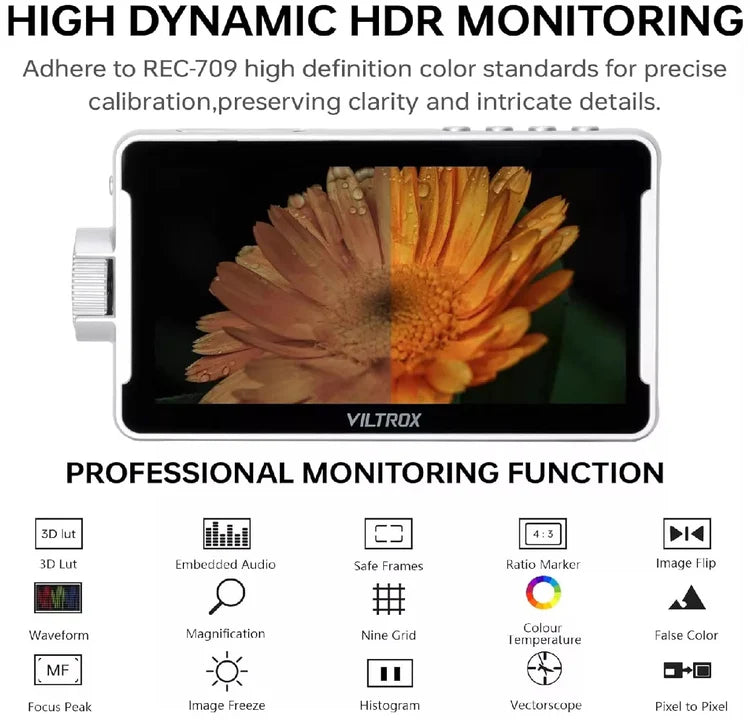 VILTROX DC-V1 HD 4K 5.5'' TOUCH SCREEN CAMERA MONITOR (WHITE)