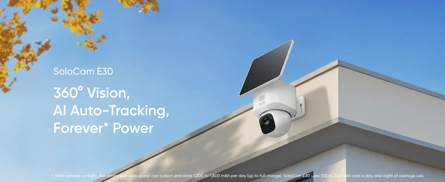 EUFY SOLOCAM E30 2K OUTDOOR SOLAR-POWERED PAN AND TILT CAMERA WITH NIGHT VISION