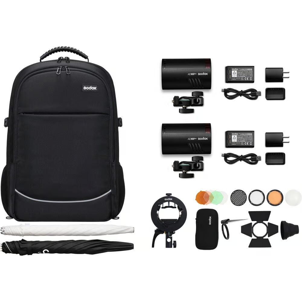 Godox AD100Pro Pocket Flash 2-Light Kit Camera tek