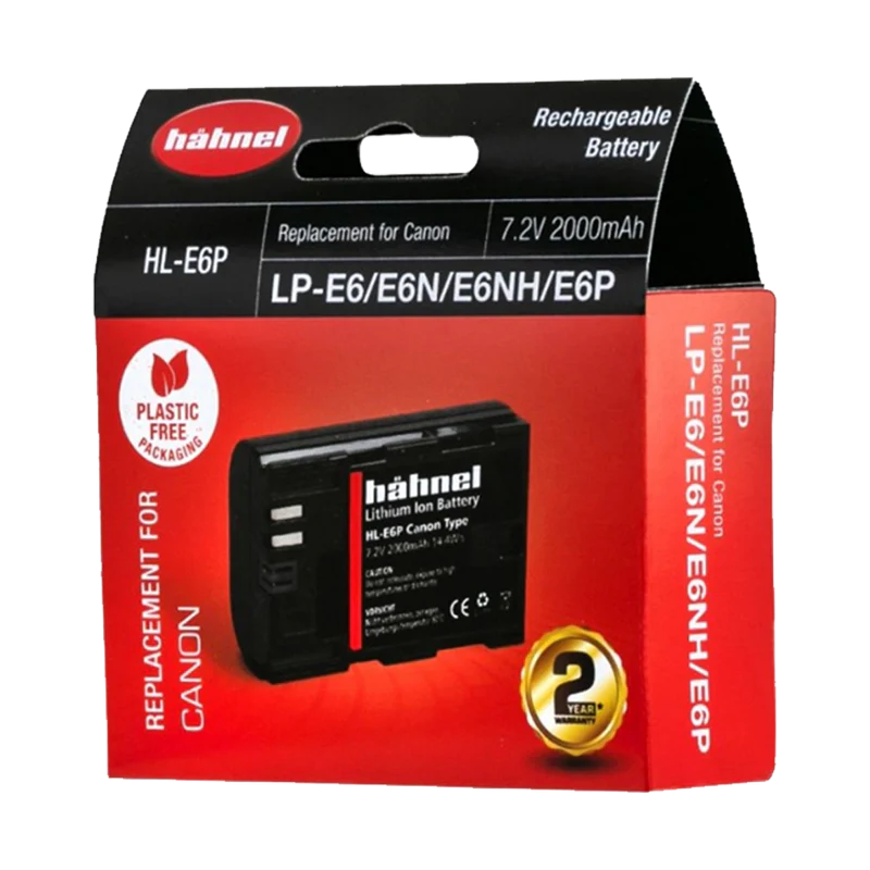HAHNEL HL-E6P LITHIUM ION BATTERY FOR CANON - (LP-E6/E6N/E6NH/E6P)