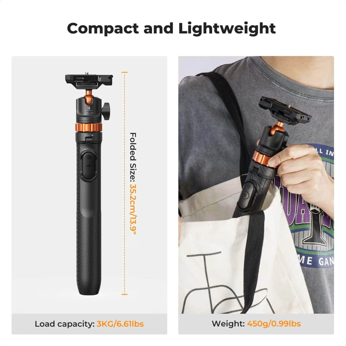 K&F CONCEPT 158CM 2-IN-1 SELFIE STICK TRIPOD WITH REMOTE AND PHONE MOUNT Camera tek