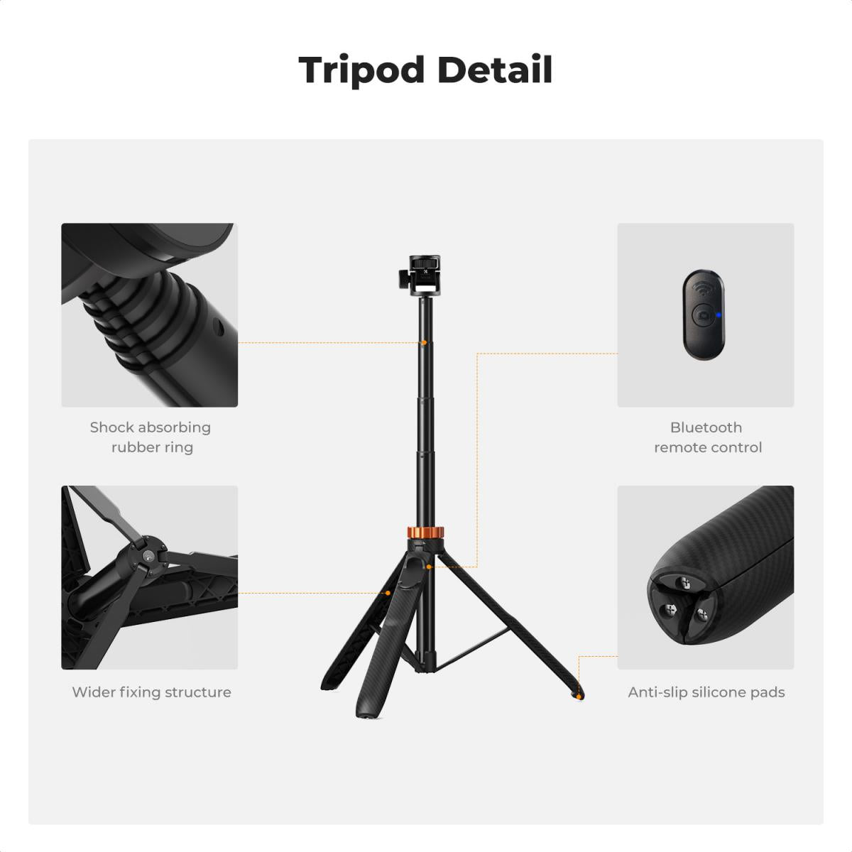 K&F 175CM SELFIE STICK TRIPOD+REMOTE+PHONE MOUNT WITH REMOTE AND PHONE MOUNT