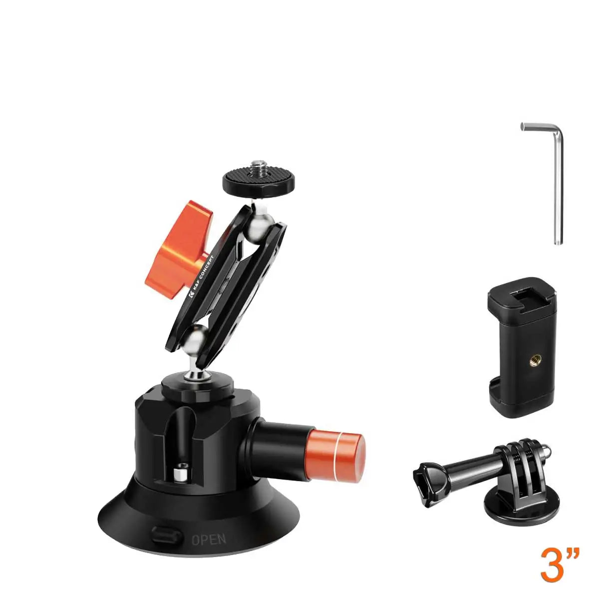 K&F 3" SUCTION MOUNT WITH MAGIC ARM, PHONE & ACTION CAM MOUNT Camera tek