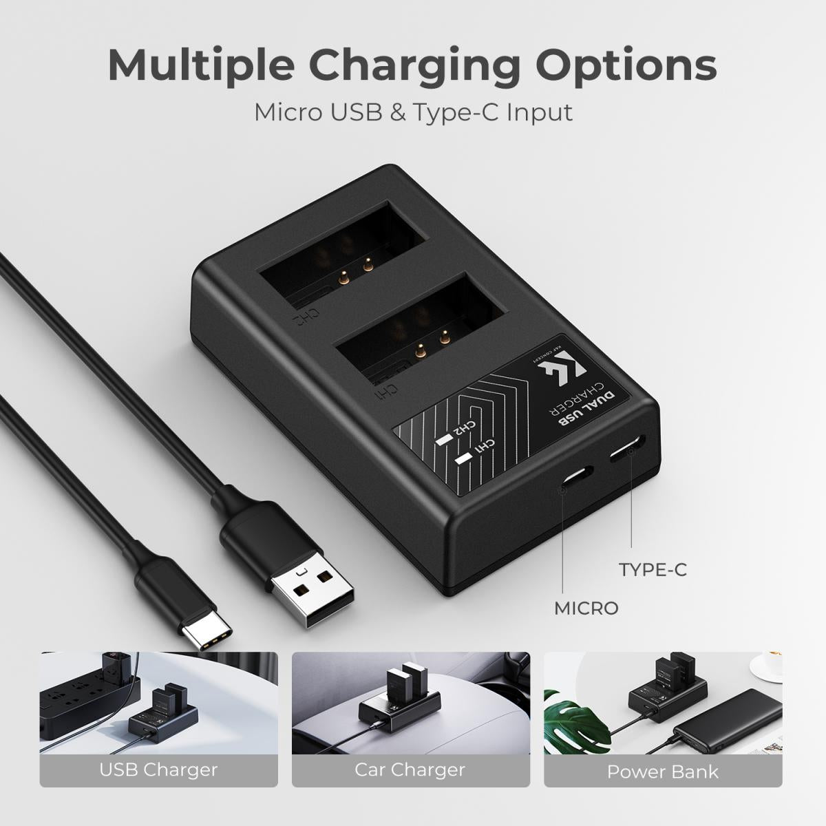 K&F CONCEPT DUAL BATTERY KIT FOR CANON LP-E12 2 BATTERIES AND DUAL CHARGER