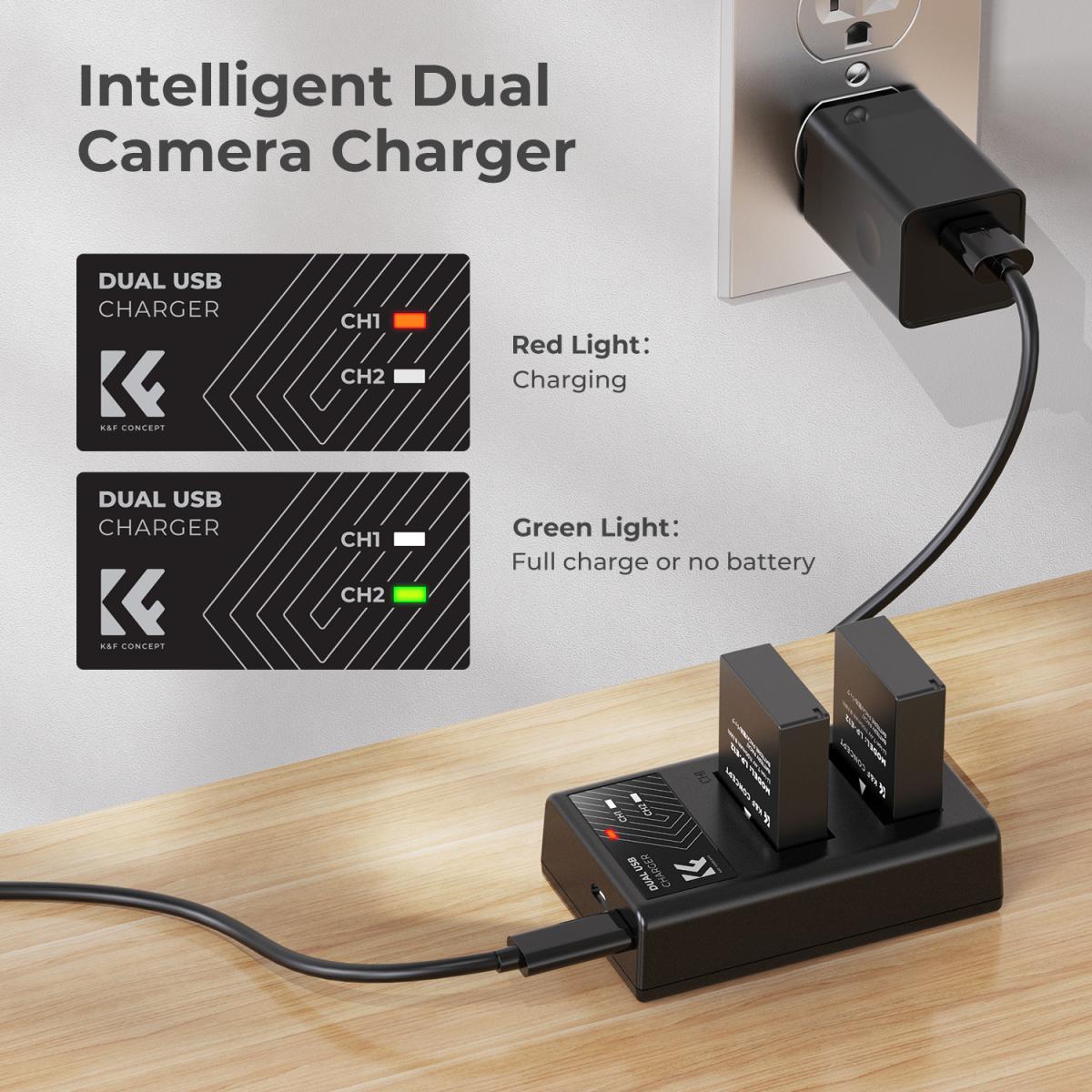 K&F CONCEPT DUAL BATTERY KIT FOR CANON LP-E12 2 BATTERIES AND DUAL CHARGER