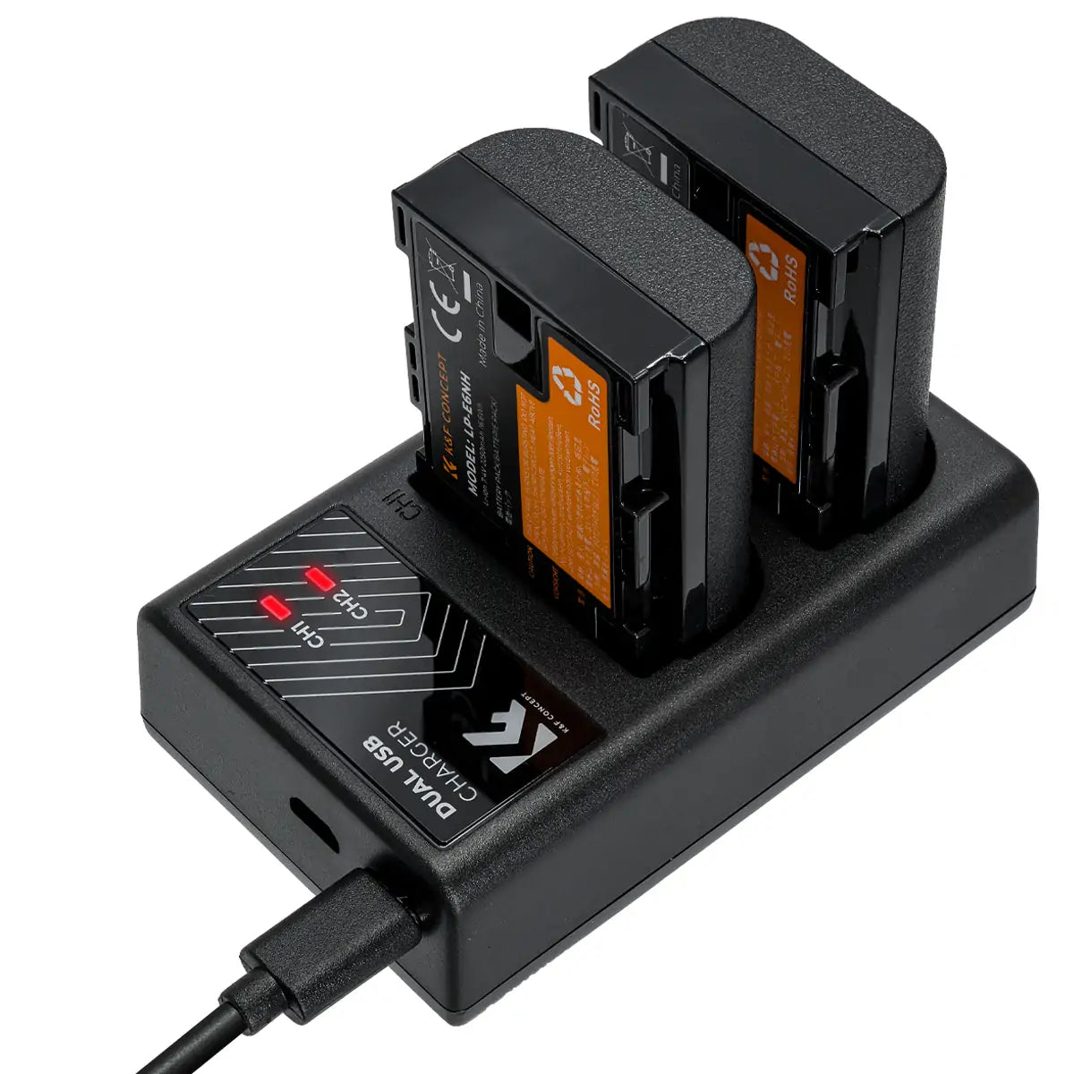 K&F CONCEPT DUAL BATTERY KIT FOR CANON LP-E6NH 2 BATTERIES AND DUAL CHARGER