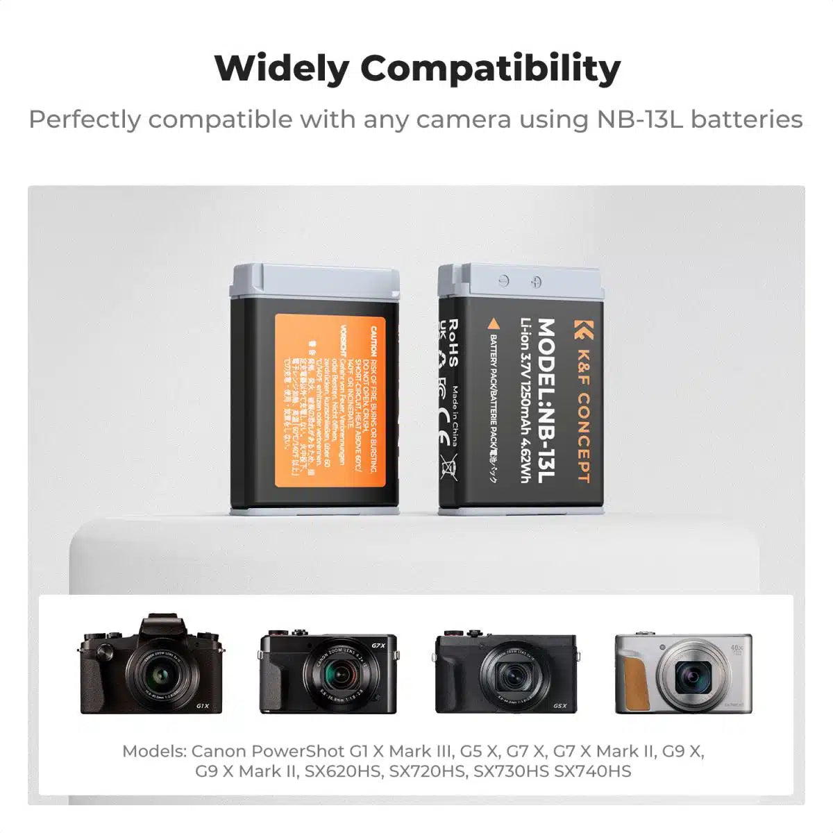 K&F CONCEPT DUAL BATTERY KIT FOR CANON NB-13L 2 BATTERIES AND DUAL CHARGER