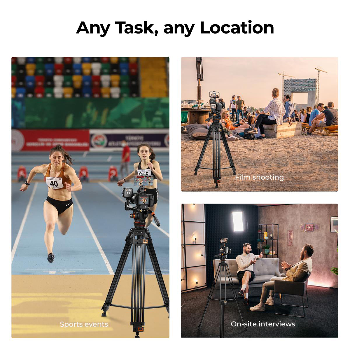 K&F CONCEPTS FLUID-DIRECTOR VIDEO TRIPOD WITH 75MM BOWL FOR PROFESSIONALS