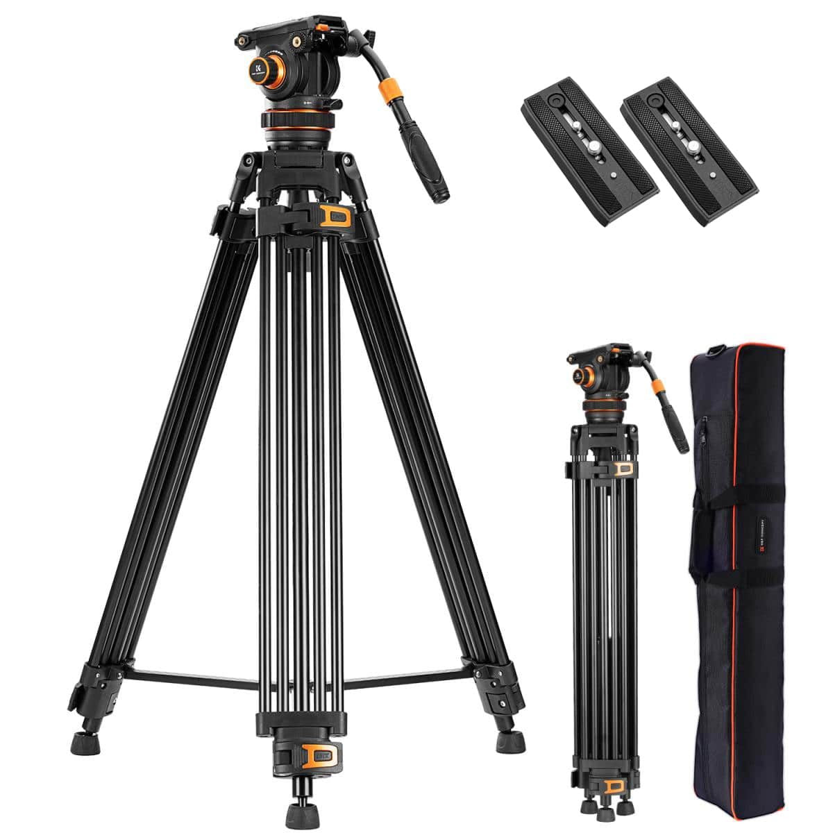 K&F CONCEPTS FLUID-DIRECTOR VIDEO TRIPOD WITH 75MM BOWL FOR PROFESSIONALS