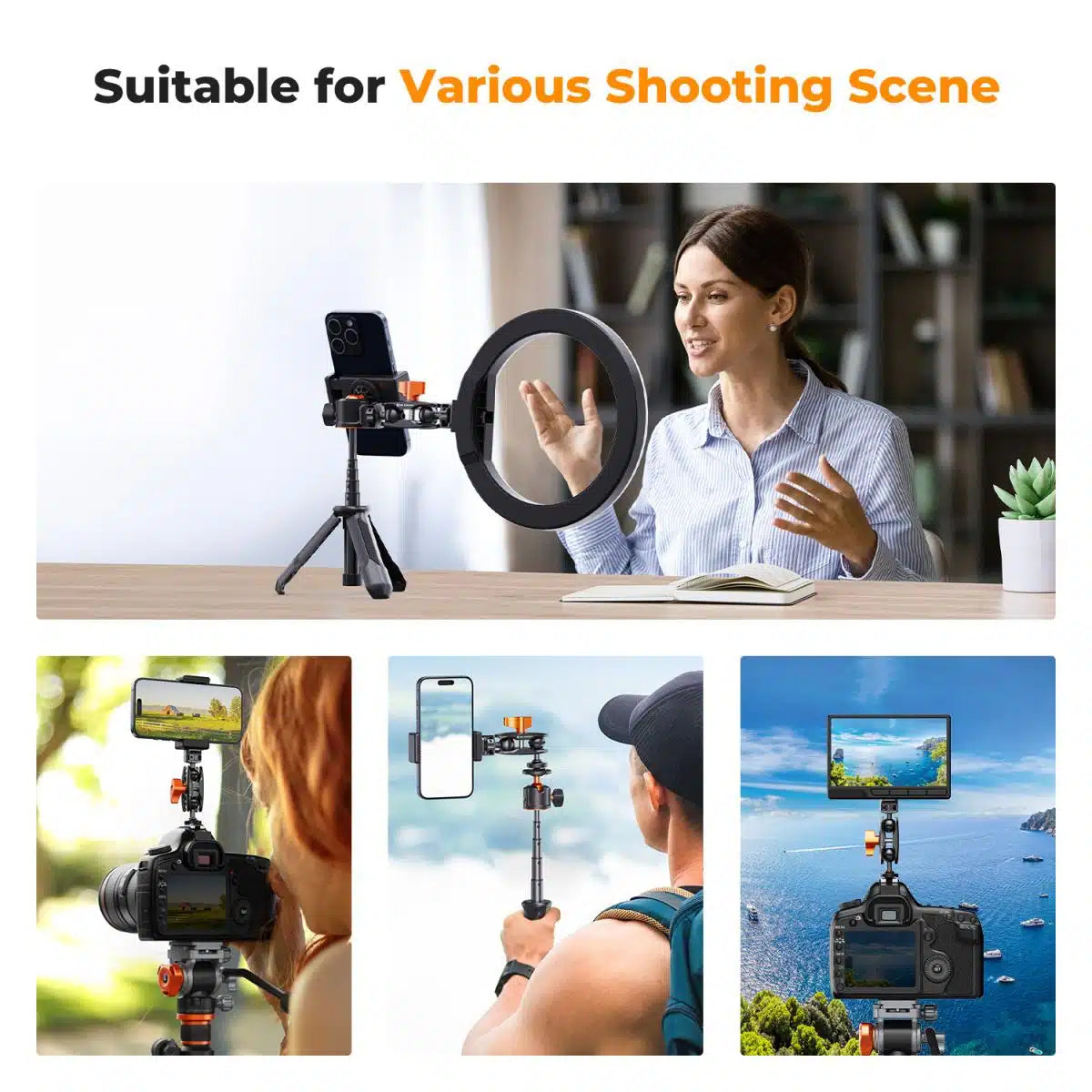 K&F MAGIC ARM MINI WITH ARRI PIN 1/4" & COLD SHOE HEADS
