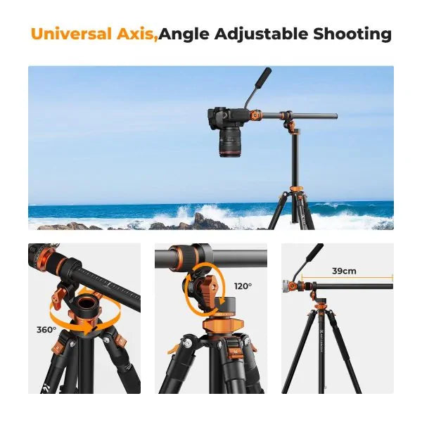 K&F OMNI-REACH VIDEO TRIPOD WITH INTERGRATED ANGLE ARM & MONOPOD