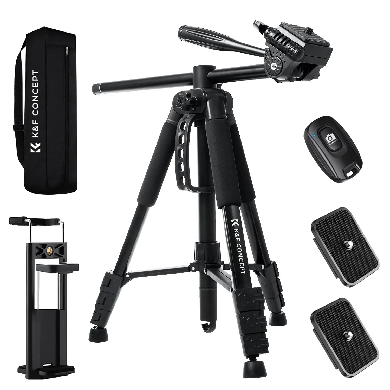 K&F CONCEPTS S254A3 OVERHEAD-VLOGGER 185CM TRIPOD WITH MONOPOD AND HORIZONTAL ARM Camera tek