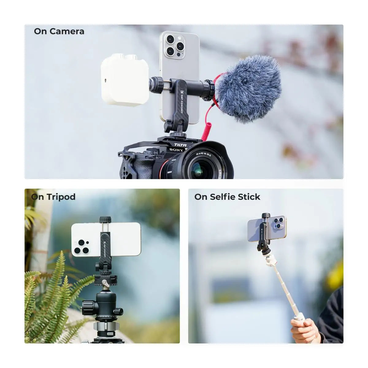 K&F PHONE CLAMP WITH COLD SHOE FOR PHONE ON CAMERA MOUNTING KIT Camera tek