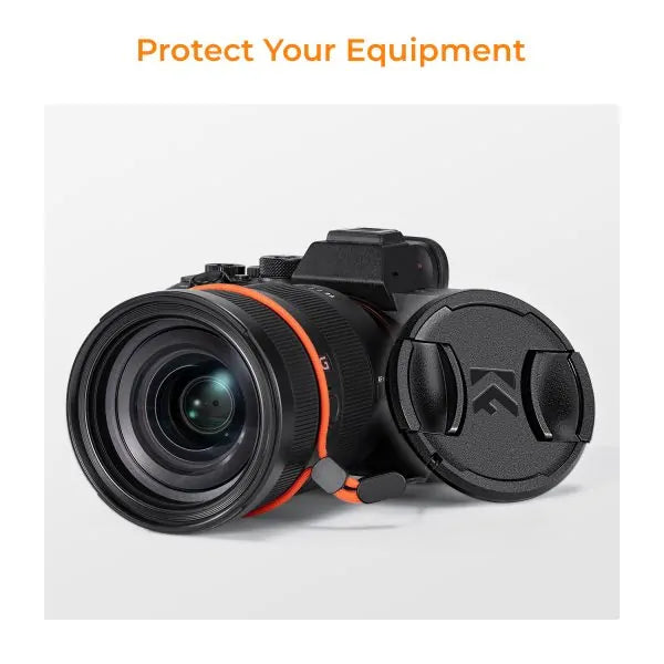 K&F CENTRE PINCH LENS CAP WITH STRAP & CLOTH -77MM Camera tek