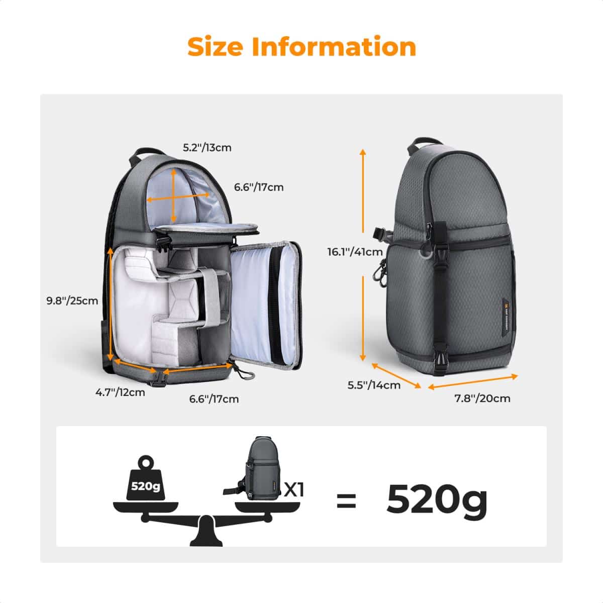 K&F CONCEPT SLIM SHOOTER SLING CAMERA BAG 10L-GREY