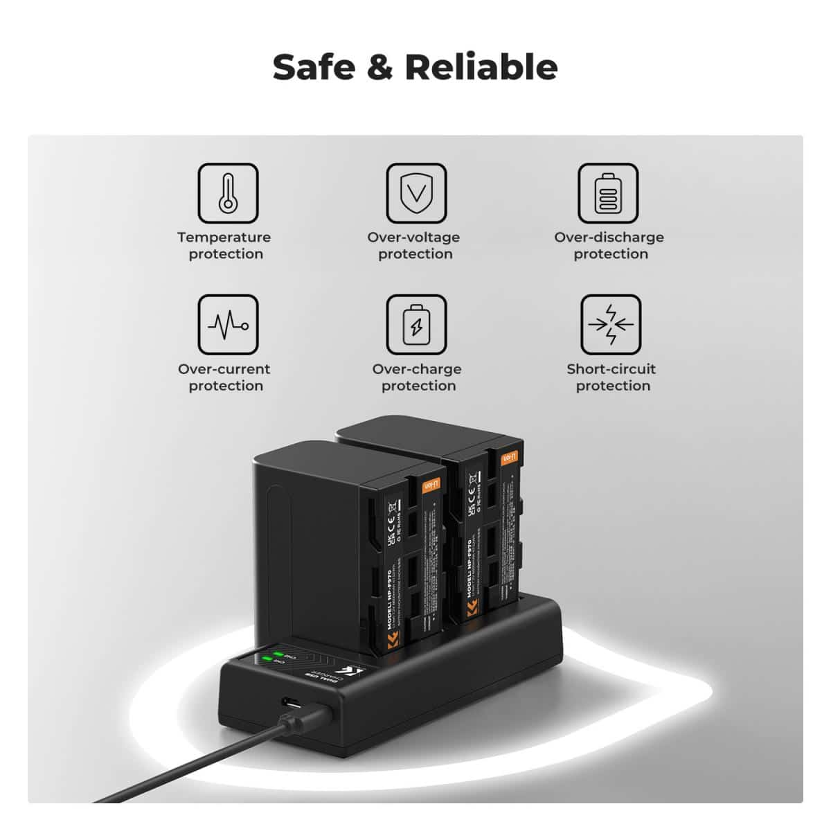 K&F CONCEPT BATTERY & CHARGER KIT FOR SONY NP-F970 2 BATTERIES & DUAL CHARGER