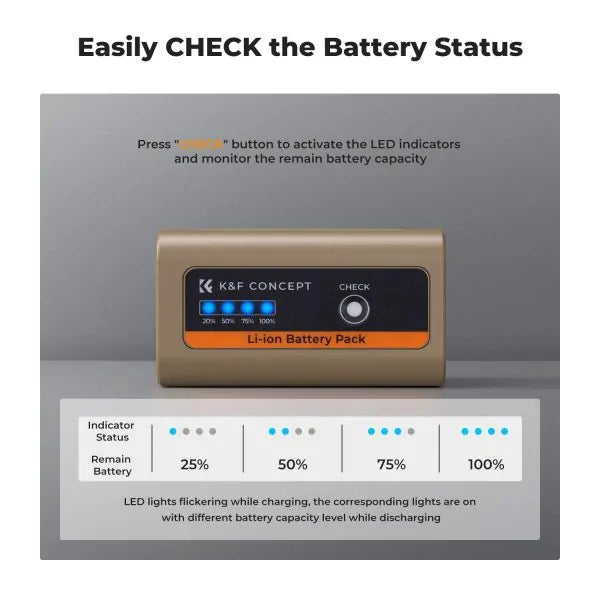 K&F NP-F970 BATTERY FOR SONY WITH USB-C CHARGING PORT
