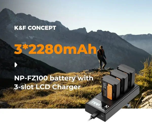 K&F SONY NP-FZ100 BATTERY KIT - 3 BATTERIES + TRIPLE CHARGER