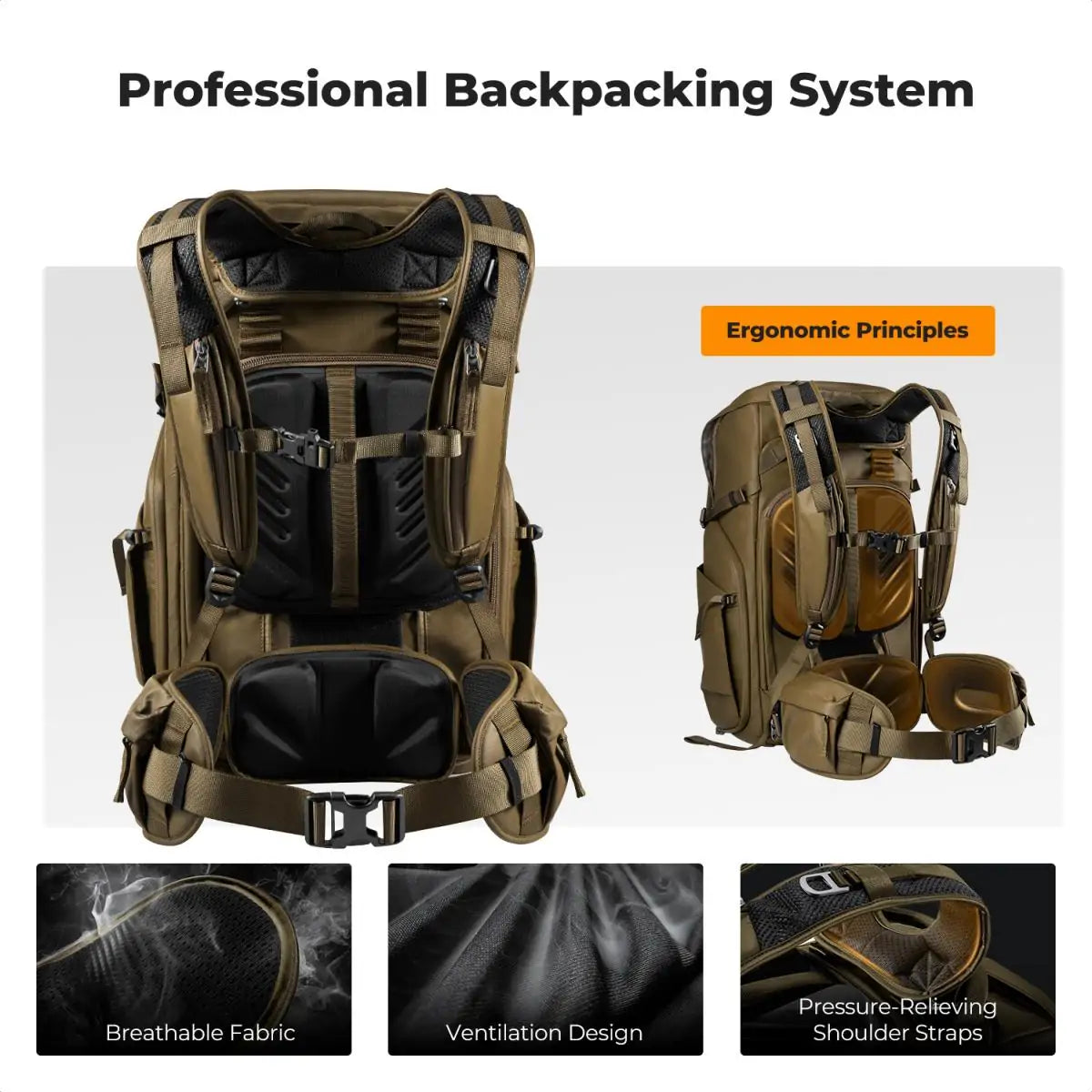 K&F STAR WANDER 30L ADVENTURE BACKPACK - KHAKI