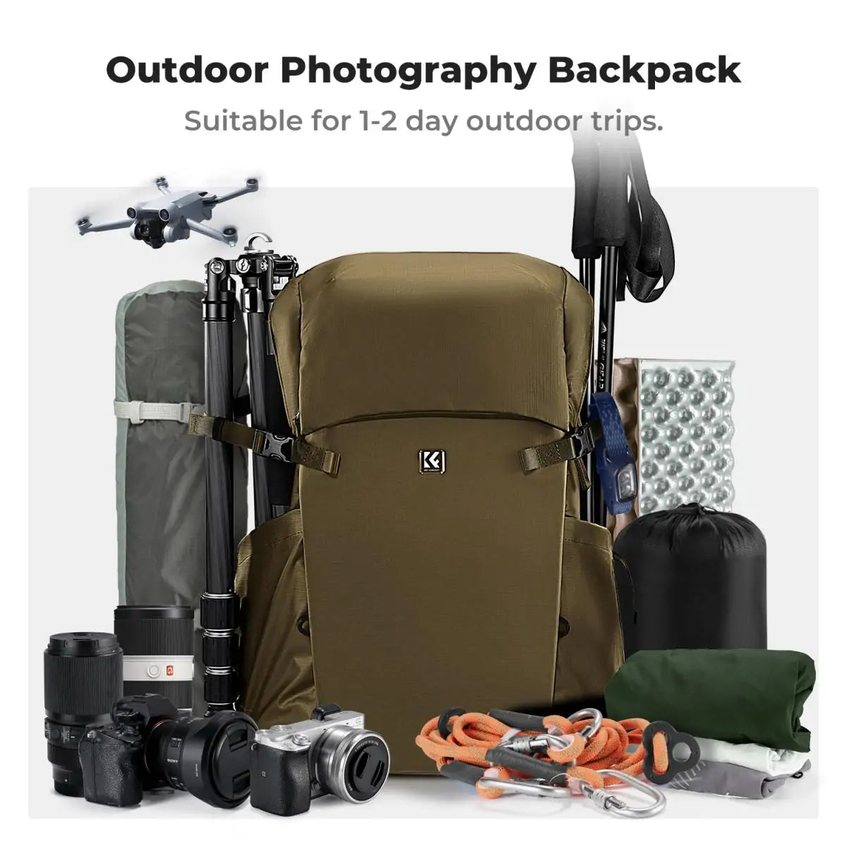 K&F STAR WANDER 30L ADVENTURE BACKPACK - KHAKI