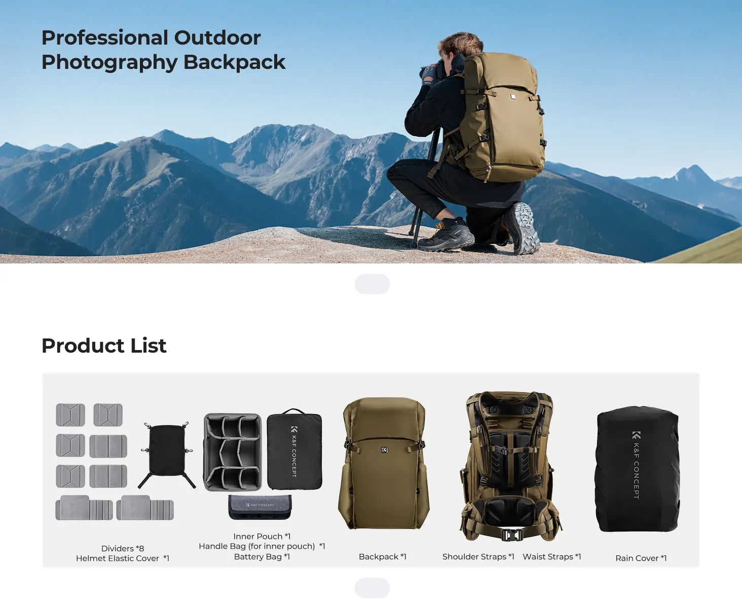 K&F STAR WANDER 30L ADVENTURE BACKPACK - KHAKI