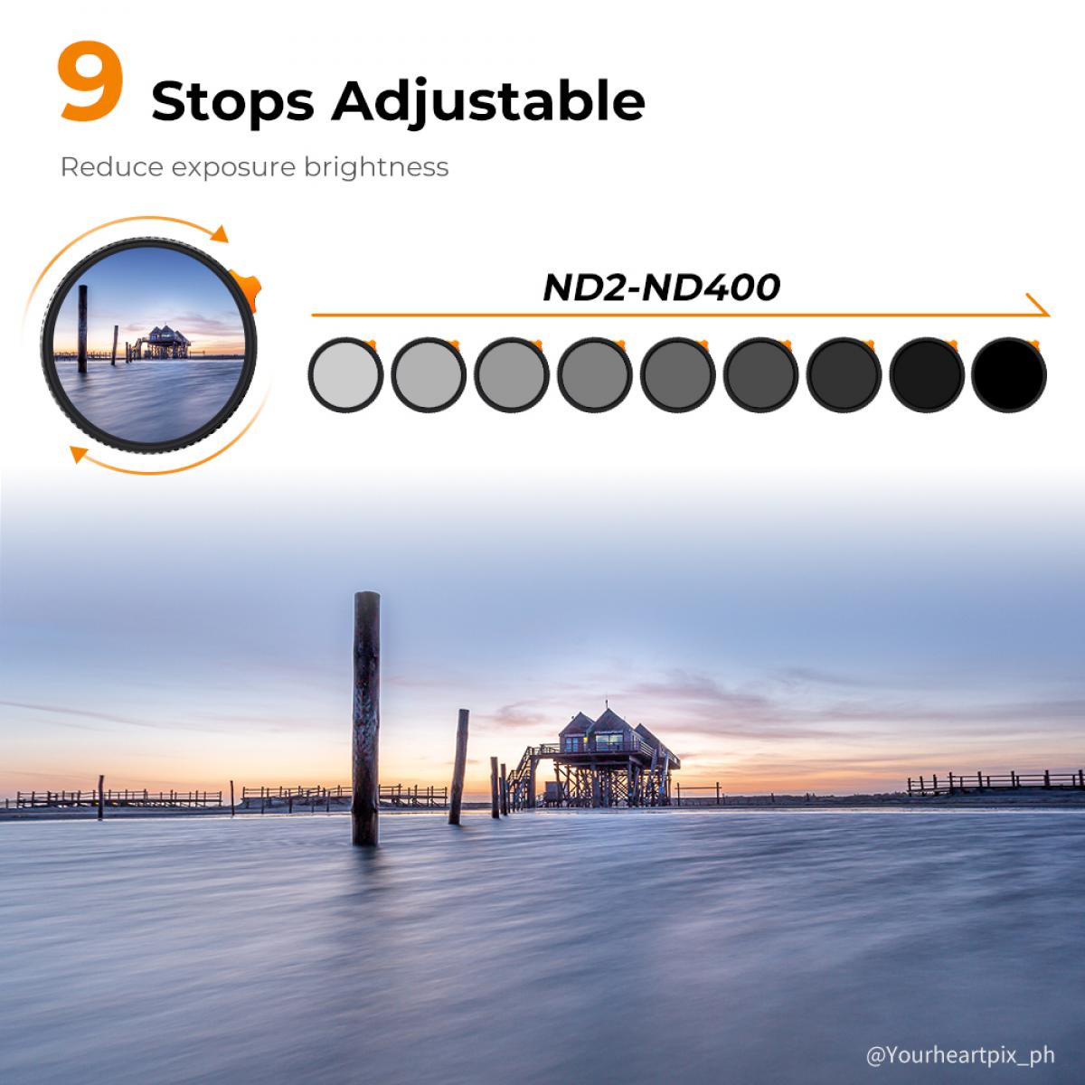 K&F CONCEPT VARIABLE ND2-400 NANO-X 82MM FILTER
