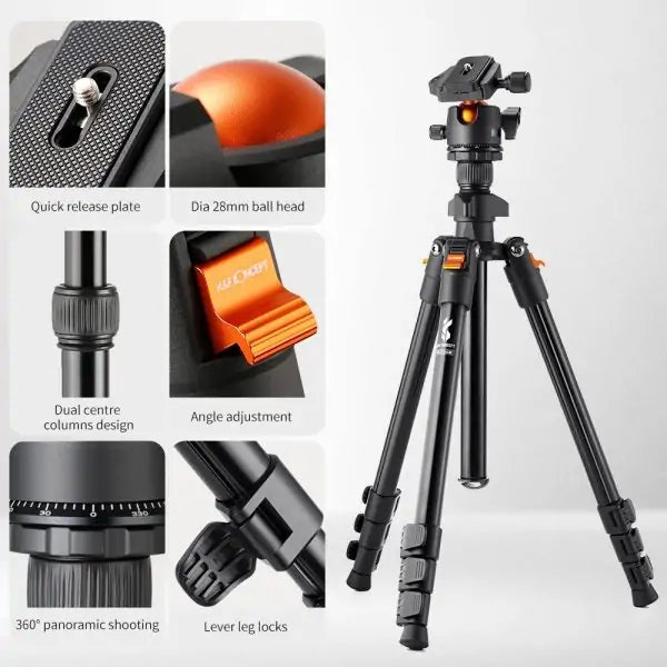 K&F CLASSIC COMPACT ENTRY LEVEL TRIPOD WITH SMARTPHONE MOUNT KF09.101