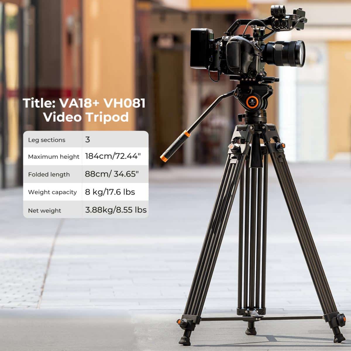 K&F CONCEPTS CORE-DIRECTOR VIDEO TRIPOD WITH 75MM BOWL & FLUID HEAD