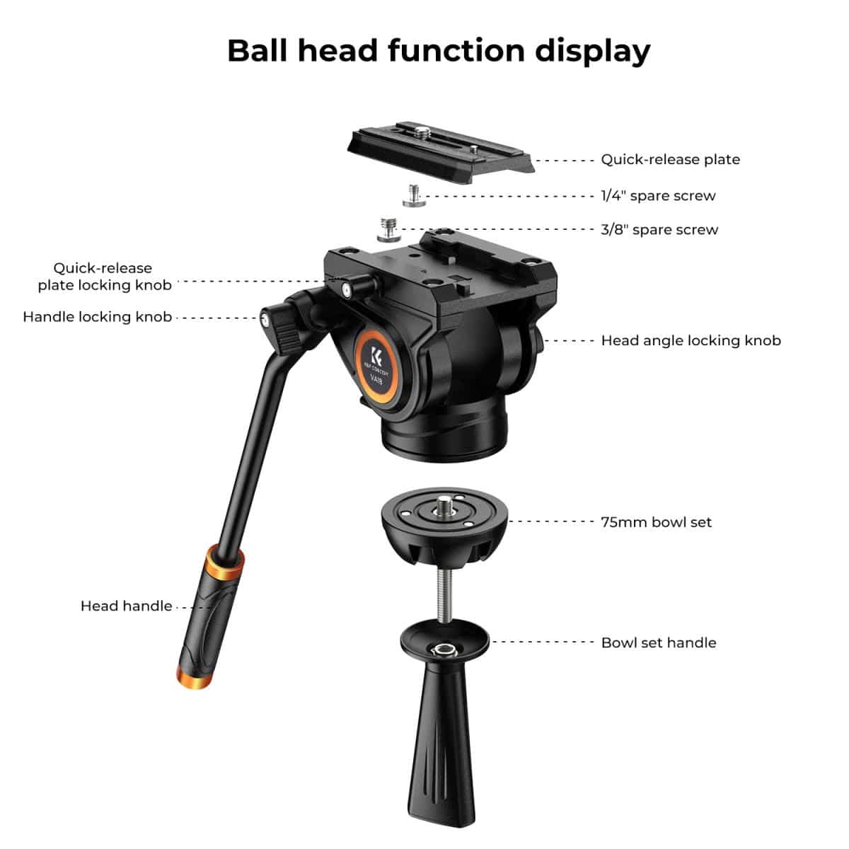 K&F CONCEPTS CORE-DIRECTOR VIDEO TRIPOD WITH 75MM BOWL & FLUID HEAD