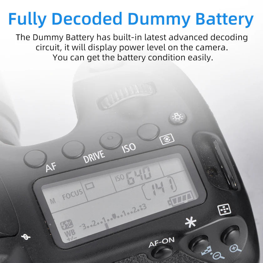 KINGMA DR-LPE6 LP-E6 CANON DUMMY BATTERY + AC POWER SUPPLY WITH PLUG Camera tek