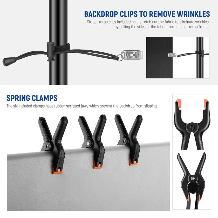 NEEWER 2.6X3M LIGHTWEIGHT BACKDROP STAND WITH CLAMPS & SANDBAGS