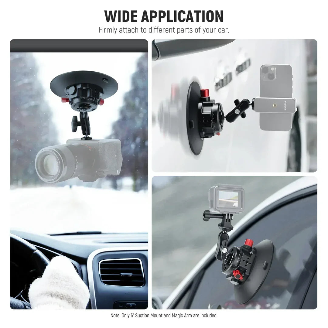 NEEWER CA013 6 INCH CAMERA SUCTION MOUNT WITH BALL HEAD MAGIC ARM