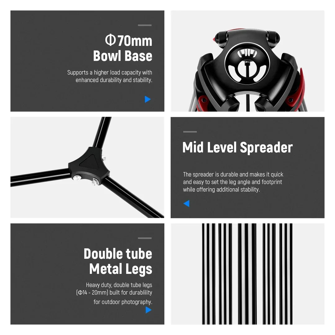 NEEWER DS801 79INCH/200CM ALUMINIUM VIDEO TRIPOD WITH FLUID HEAD