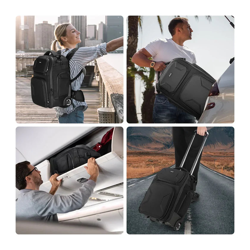 NEEWER PB027 2-IN-1 TROLLEY PULL BAR ROLLING CAMERA BACKPACK BAG
