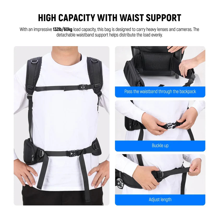 NEEWER PB027 2-IN-1 TROLLEY PULL BAR ROLLING CAMERA BACKPACK BAG