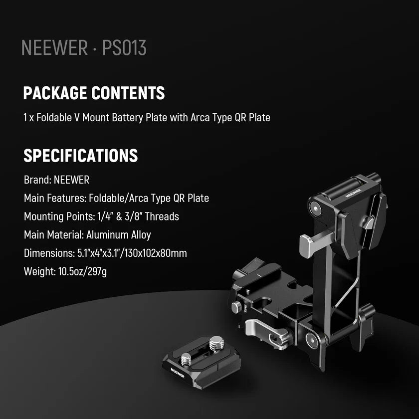 NEEWER PS013 FOLDABLE CAMERA RIG WITH V-MOUNT BATTERY PLATE AND ARCA-TYPE Q-R BASEPLATE