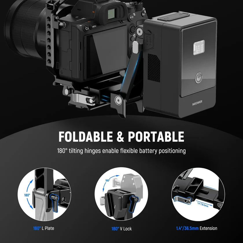 NEEWER PS013 FOLDABLE CAMERA RIG WITH V-MOUNT BATTERY PLATE AND ARCA-TYPE Q-R BASEPLATE