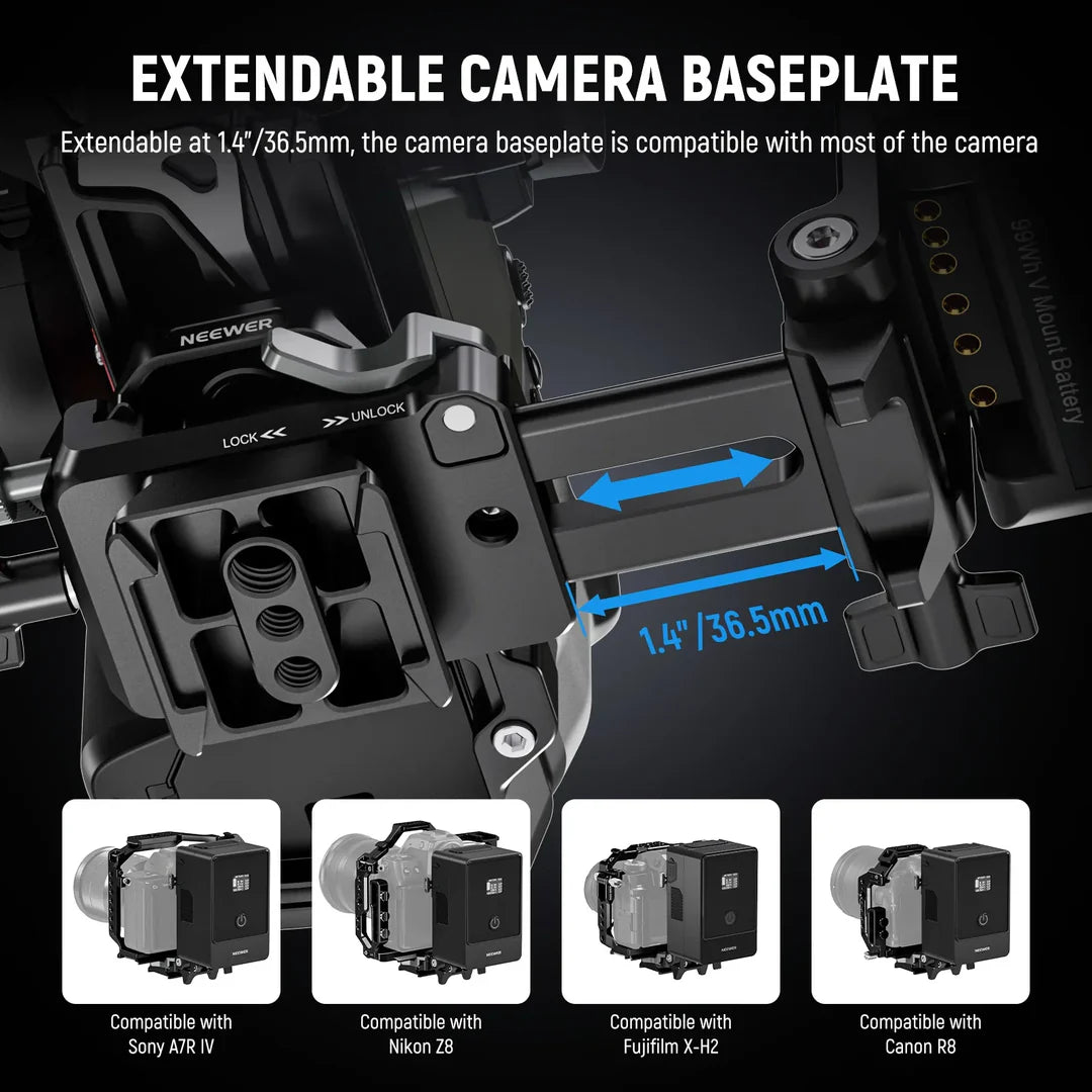 NEEWER PS015 PRO LIGHTWEIGHT L-SHAPED V LOCK BATTERY PLATE WITH ARCA BASEPLATE