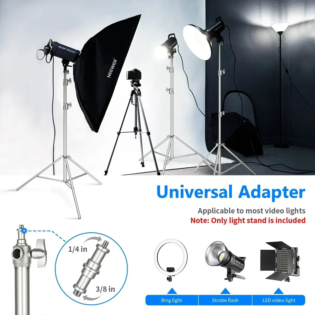 NEEWER ST-300SS 300CM HEAVY-DUTY SILVER S/STEEL SPRING CUSHIONED LIGHT STAND