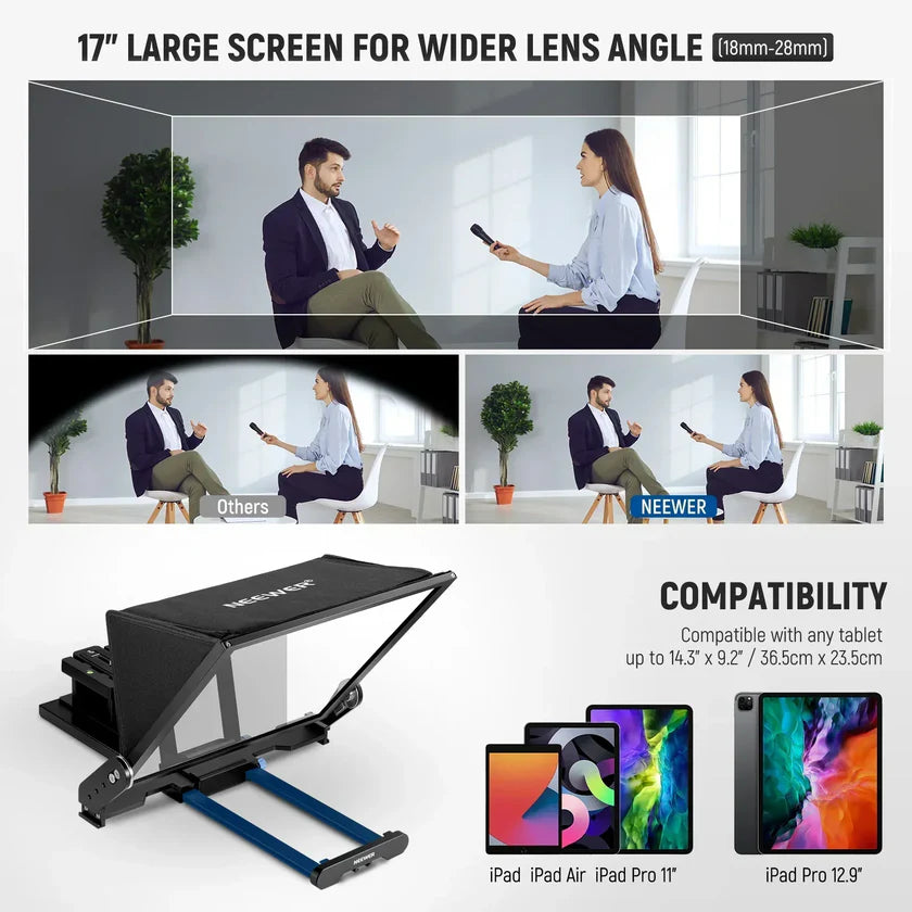 Neewer X17 II Teleprompter 17"/43cm with 501PL Quick Release and Remote Control