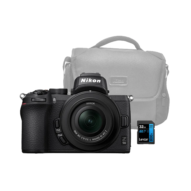 NIKON Z50 + 16-50MM VR DX + CAMERA BAG + 32GB CARD Camera tek