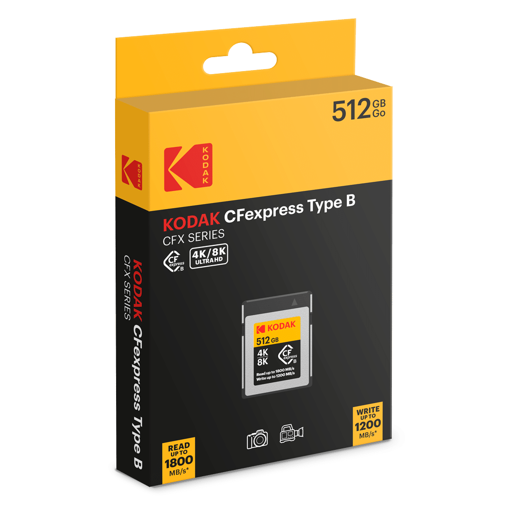 KODAK CFEXPRESS TYPE B 512GB 1800MB/S MEMORY CARD CFX SERIES FOR 3D OR 8K VIDEO WRITE SPEEDS