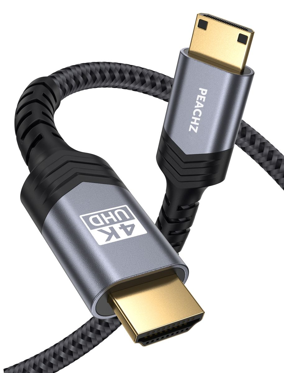 PEACHZ MINI HDMI TO HDMI CABLE 1.8M 4K 60HZ NYLON BRAIDED HIGH-SPEED CABLE