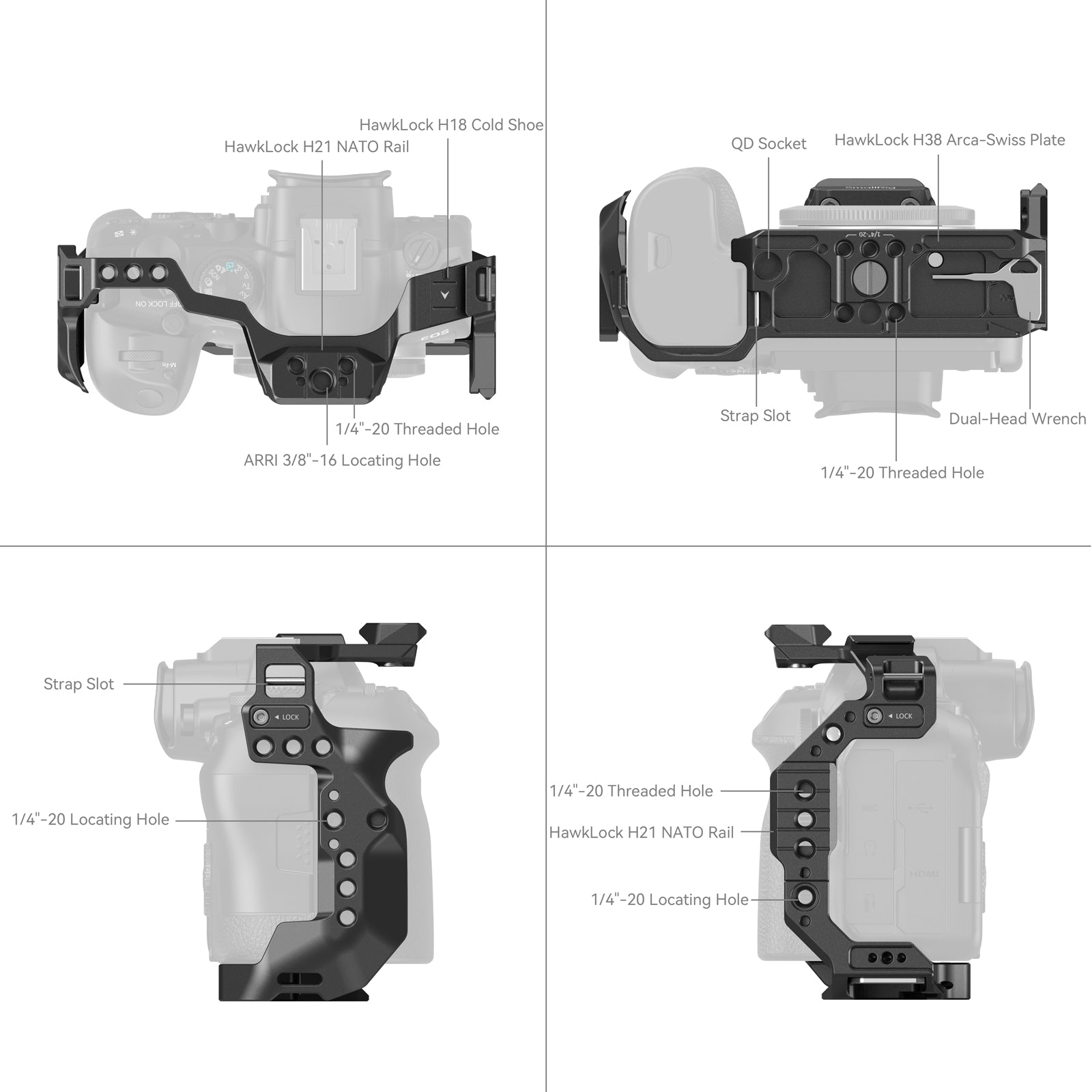 SMALLRIG CAGE FOR CANON EOS R6MKII ''HAWKLOCK'' QUICK RELEASE CAGE