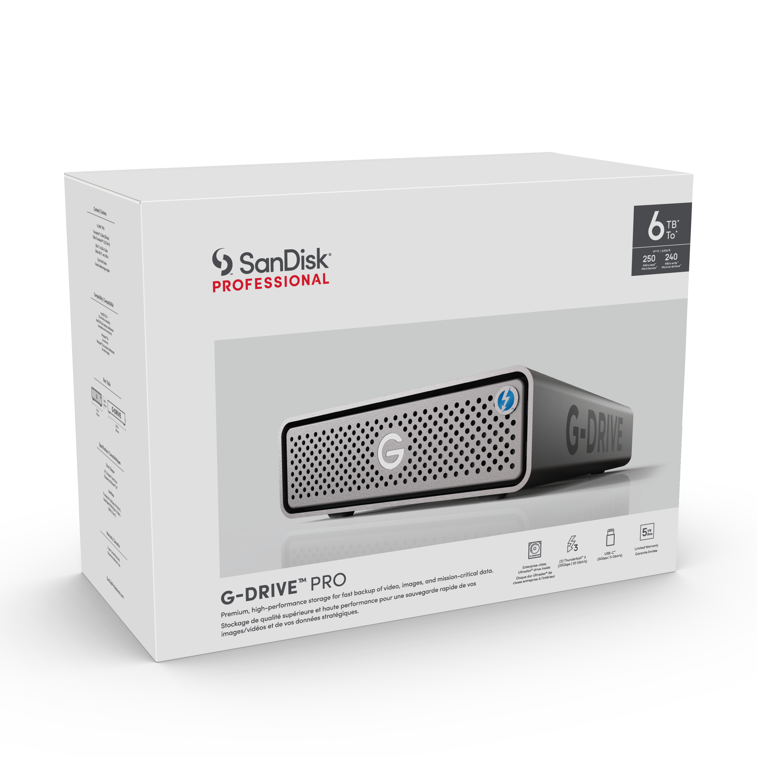 SanDisk Professional 6TB G-DRIVE Pro Thunderbolt 3 External HDD (Space Gray) Camera tek