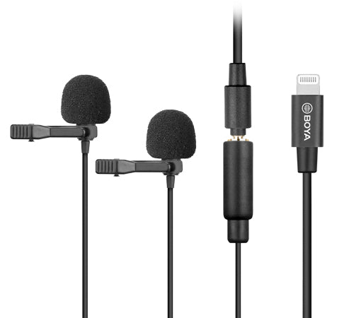 BOYA DIGITAL DUAL LAVALIER MICROPHONES BY-M2D (for IOS Devices) Camera tek